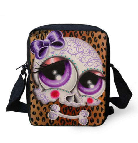 Small Cartoon Women Cross Body Bags Cool Sugar Skull Pattern Ladies Casual Mini Shoulder Bags Female Messenger Bags