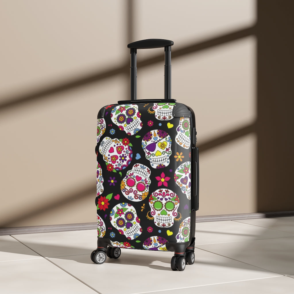 Day of the dead sugar skull Suitcases, floral skull suitcase luggage, sugar skull luggage, dia de los muertos suitcase