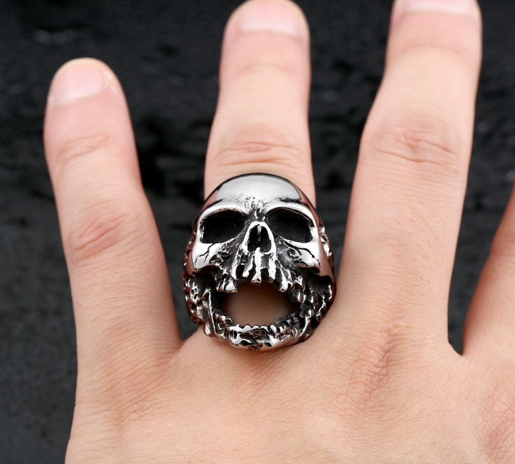 devil punk skull ring stainless steel vintage ring for men titanium steel jewelry