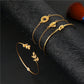 4pcs/1set Punk Bracelet Simple Geometric Leaf Knot Metal Chain Bracelet Bohemian Retro Bracelet Jewelry Accessories 6115
