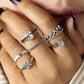 Bohemian Crown Star Carved Knuckle Rings Set for Women White Crystal Midi Finger Ring Statement Jewelry 6pcs/1set 4188