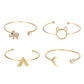 Bohemian Gold Color Cat Elephant Moon Bracelet Set for Women Alloy Open Adjustable Bracelet Bangle Statement Jewelry 5253