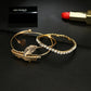 Bohemian Gold Color Crystal Leaf Bracelet Set for Women Girl Opening Adjustable Bracelet Bangle Set 3pcs /1set 3858