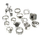 Bohemian Silver Lutous Flower Tree Rings Set for Women Alloy Geometric Knuckle Midi Ring Boho Jewelry Anillos 6391