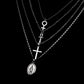 Boho Geometric Cross Buddha statue Charms Pendant Necklace for Women Metal Chian 4 Layered Necklace Bohemian Jewelry 5201