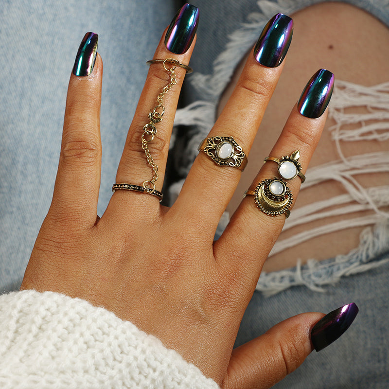 Fashion Black Opening Ring 3 pcs/set Midi Finger Knuckle Ring Set for Women Punk Alloy Finger Rings Boho Jewelry