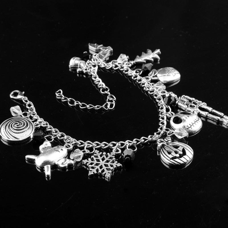 The Nightmare Before Christmas Charm Bracelet Halloween Jack Skellington Sally Snowflakes Skull Pumpkin Bracelet -25