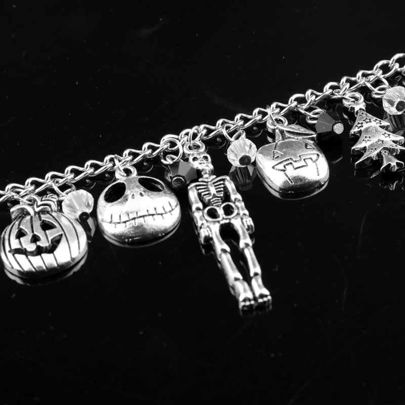 The Nightmare Before Christmas Charm Bracelet Halloween Jack Skellington Sally Snowflakes Skull Pumpkin Bracelet -25