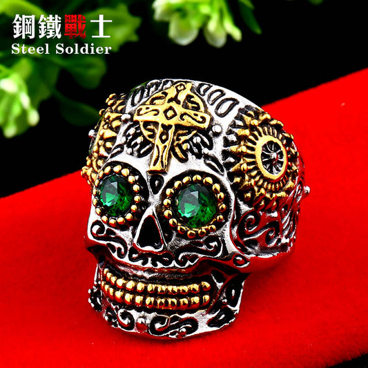 skull ring men stainless steel Hip-hop retro punk personality biker jewelry