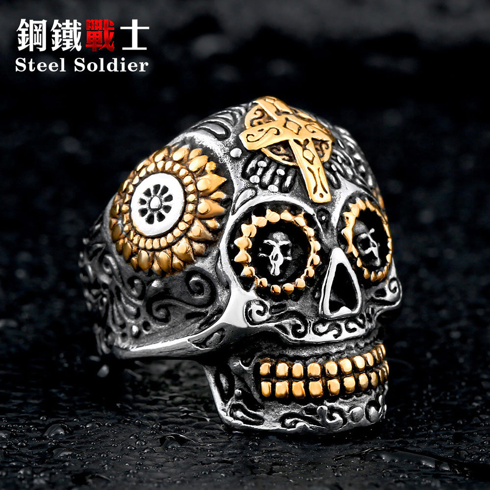 skull ring men stainless steel Hip-hop retro punk personality biker jewelry