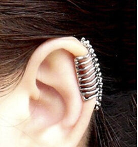 Punk style skull spine earrings no pierced ear clip bone earrings ear cuff