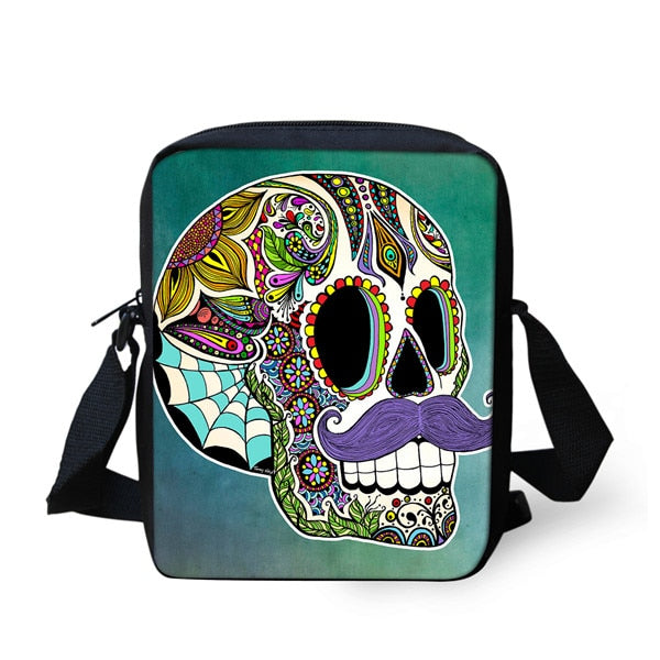 Small Cartoon Women Cross Body Bags Cool Sugar Skull Pattern Ladies Casual Mini Shoulder Bags Female Messenger Bags