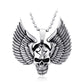 Stainless Steel Skull Pendant Necklace For Man Punk wing Jewelry good detail choker