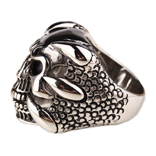 New Punk Rock Mens Rings Vintage Gothic Jewelry Antique Silver Dragon Claw Ring Men Skull Rings US Size 8-10