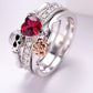 Gothic Skull Finger Silver female wedding rings set For Women Girl Red Heart Crystal CZ Rose Flower Trendy Jewelry Gift ring