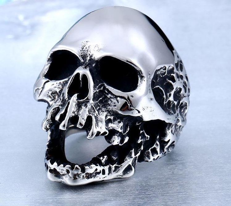 Unique Original Style Big Skull For Man Stainless Steel Punk Rock Male Personality Ring halloween party supplies BR8-382