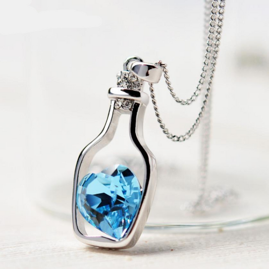 Amazing New Women Ladies New Love Drift Bottles Crystal Chain Pendants Necklace Girl Gift