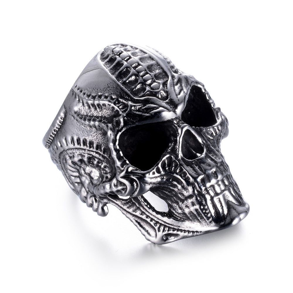 Stainless Steel Alien Skull Ring for Men