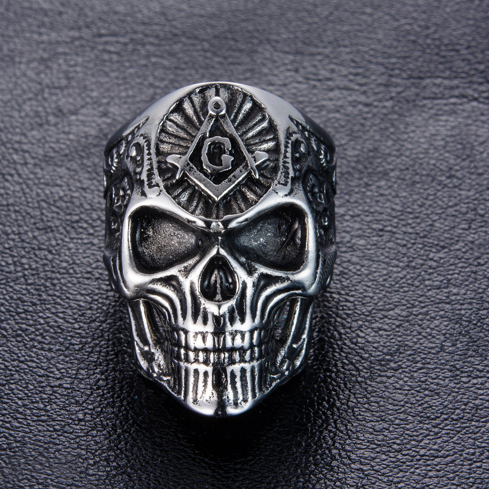 Stainless Steel Masonic skull rings Men's High Quality Personality Punk Ring