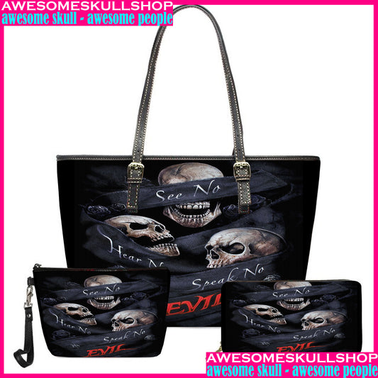 Set 3 pcs no see no hear no speak evils bags & wallets