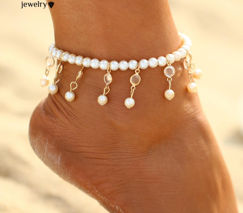 Bohemian Imitation Pearl Anklets For Women Sexy Ankle Bracelet Sandals Pulseras Tobilleras Mujer Foot Jewelry Gifts 2017
