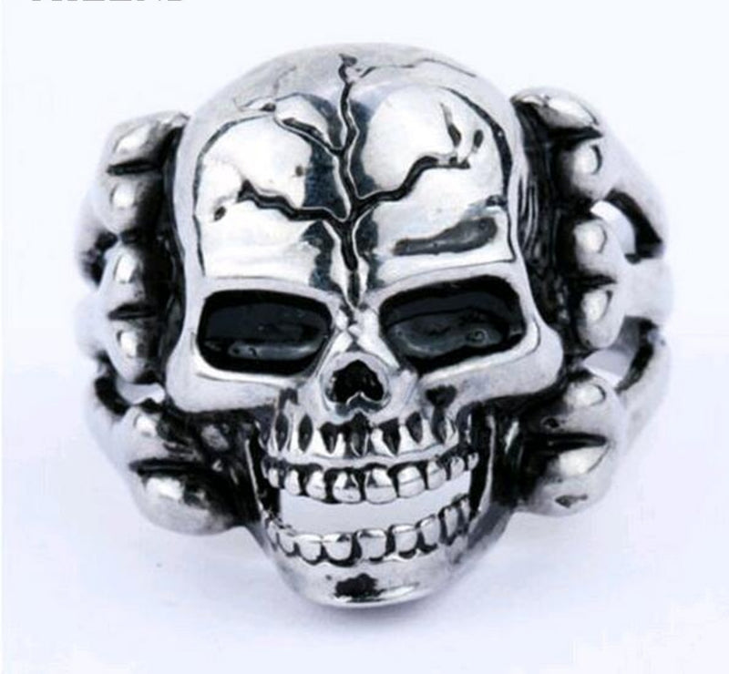 New Man's Ring Gothic Men's Skull Flower Biker Zinc alloy Ring Man fashion rings