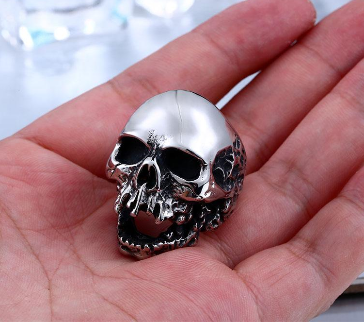 Unique Original Style Big Skull For Man Stainless Steel Punk Rock Male Personality Ring halloween party supplies BR8-382