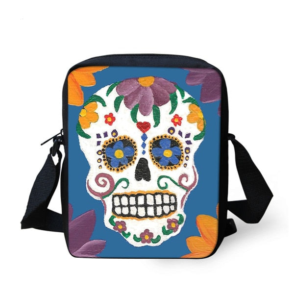 Small Cartoon Women Cross Body Bags Cool Sugar Skull Pattern Ladies Casual Mini Shoulder Bags Female Messenger Bags