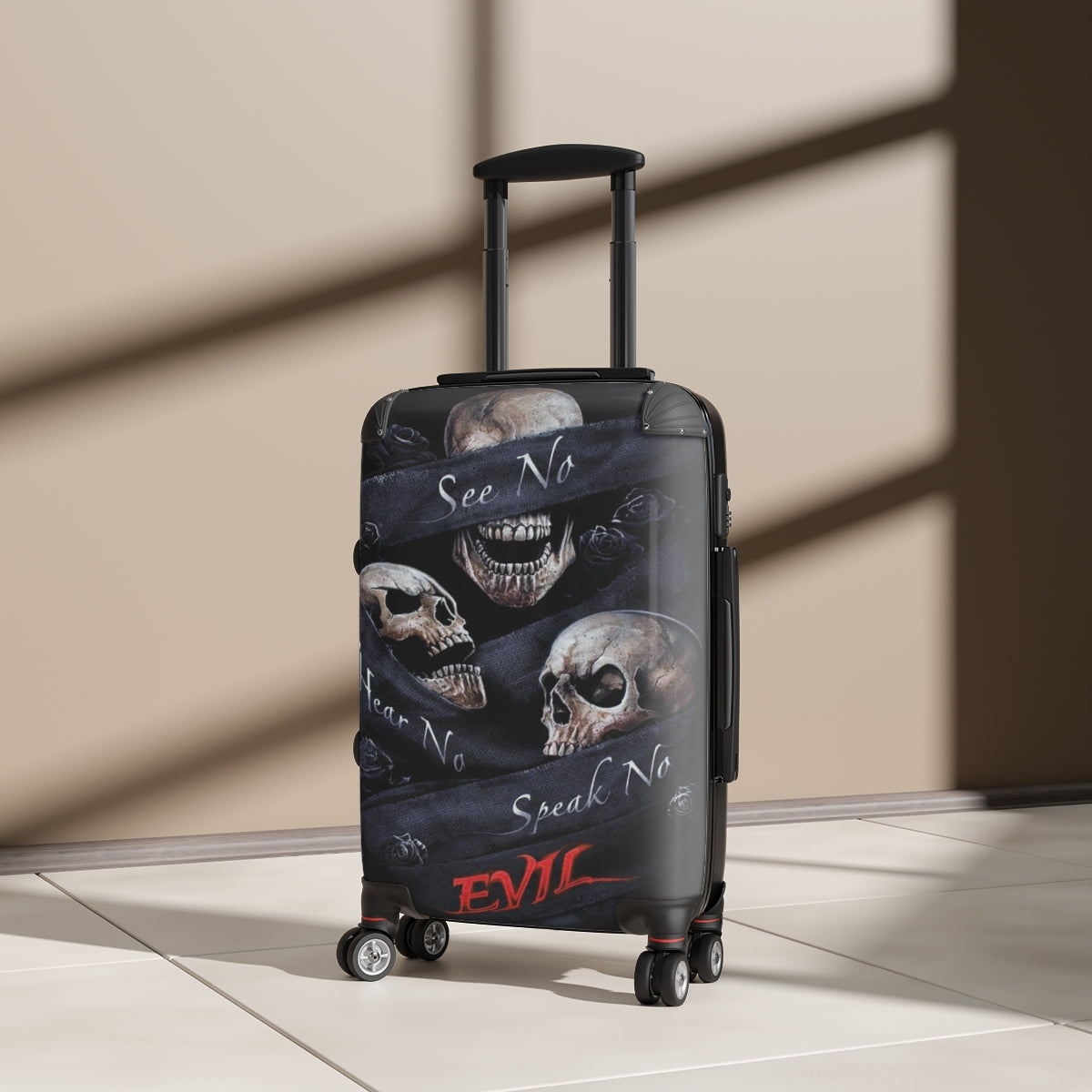 No see no hear no speak evils skull Suitcases Luggage
