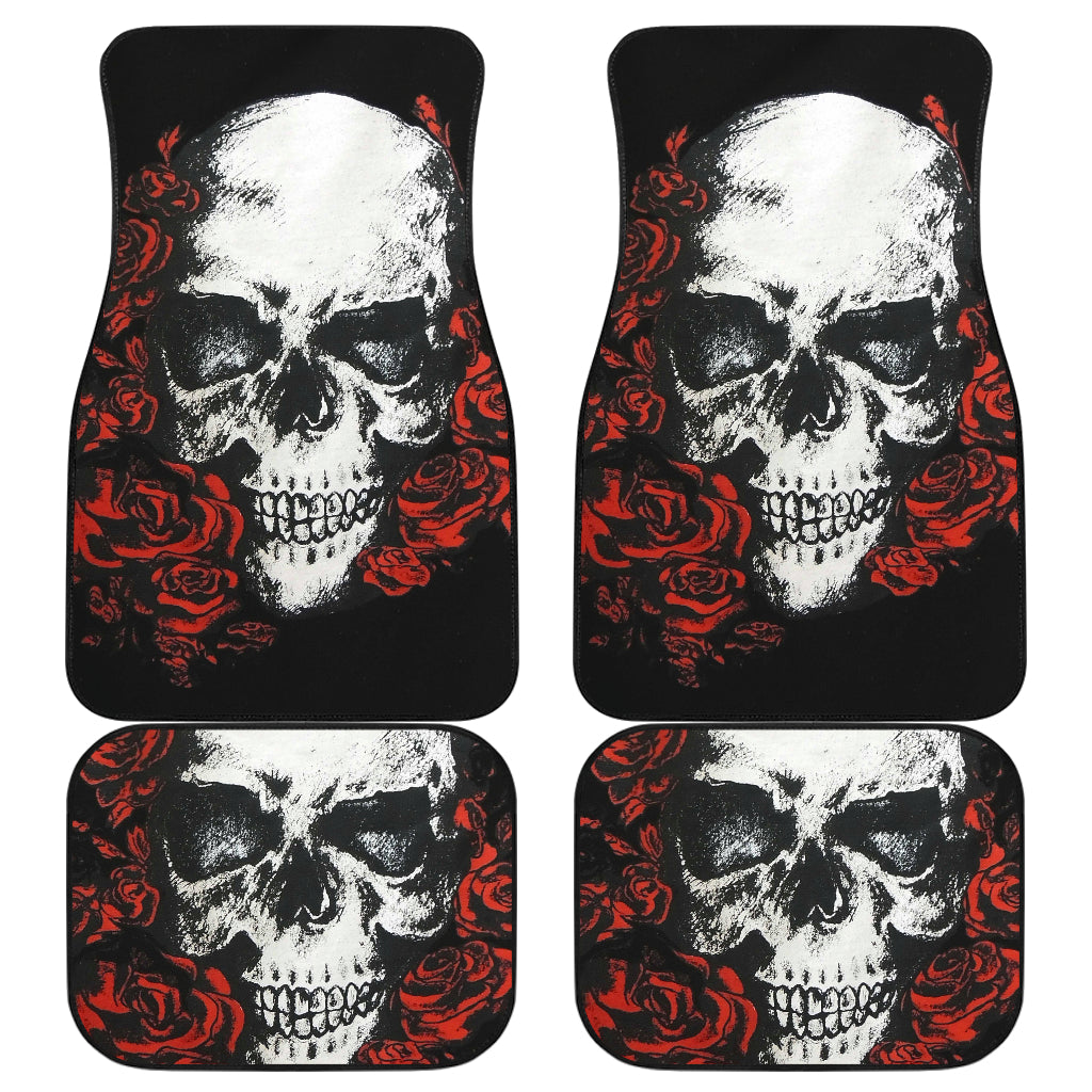 Set of 4 pcs rose skull car mats