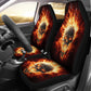 Set of 2 pcs - Skull Gothic Horror Flaming Fire Halloween skull car seat covers