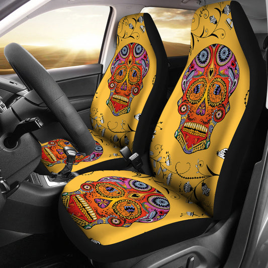 Set 2 seat cover sugar skulls