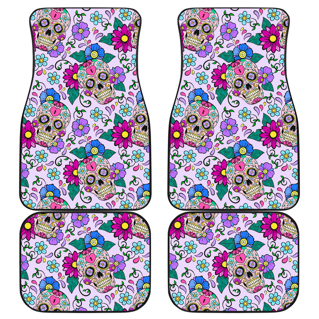 Sugar skull floral car mats, car floor mat