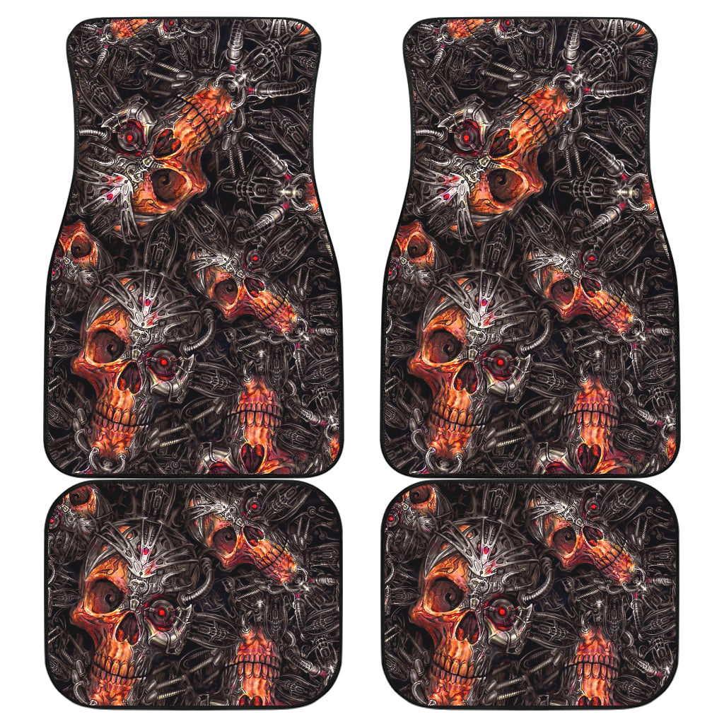 Set of 4 pcs Gothic awesome skull car mats