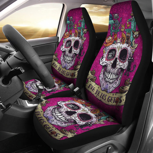 Set 2 pcs Gothic skull car seat covers