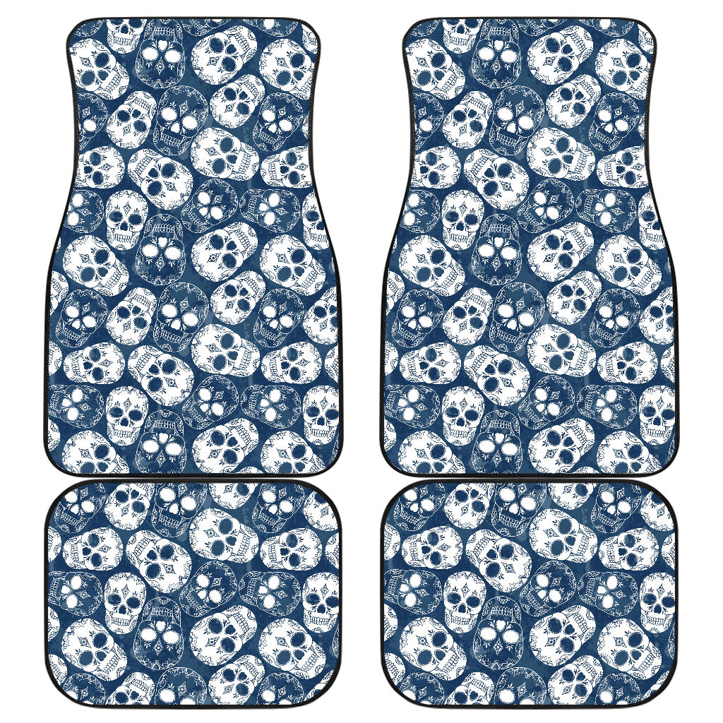 Set of 4 pcs floral sugar skull car mats