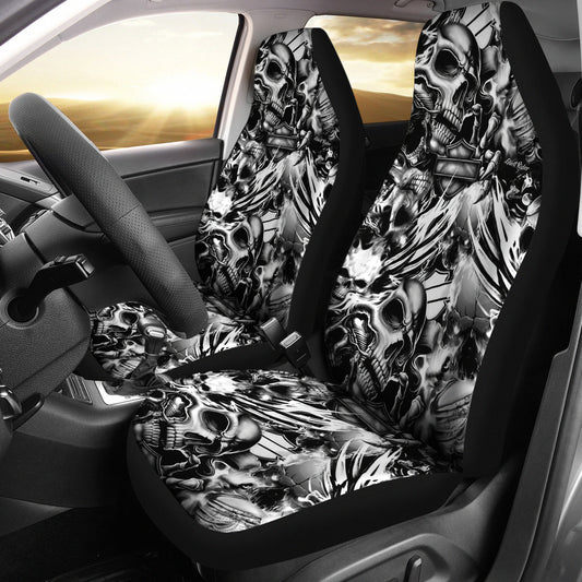 Set 2 Gothic skull car seat covers