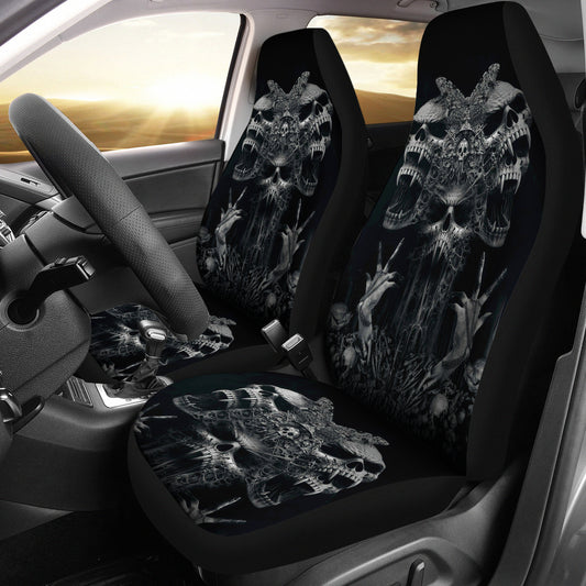 Set of 2 - Gothic skull car seat covers