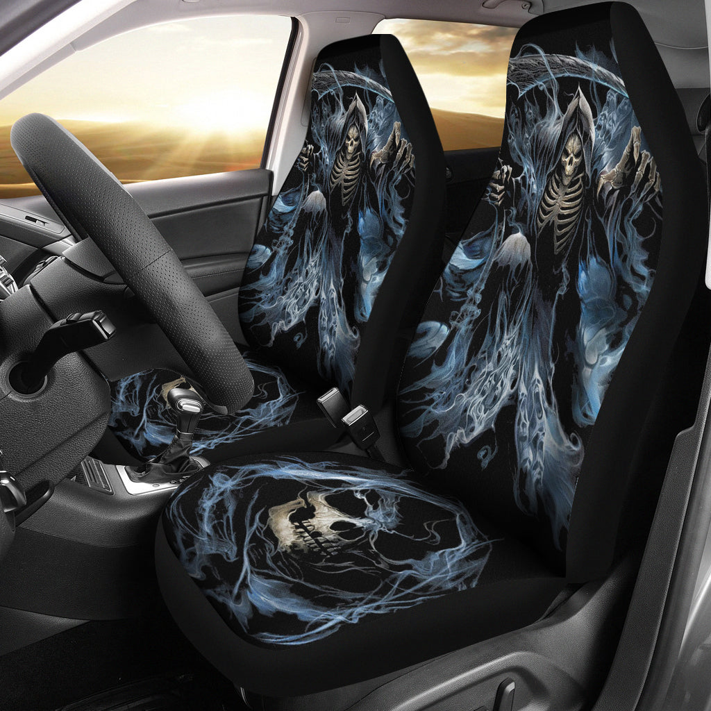 Set of 2 pcs skull girl car seat covers