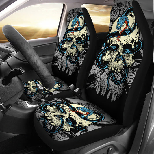 Set of 2 skull gothic car seat covers