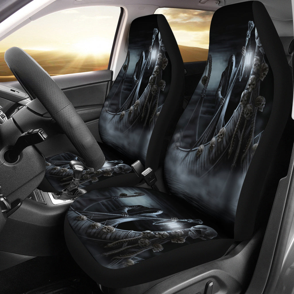 Set of 2 skull car seat covers