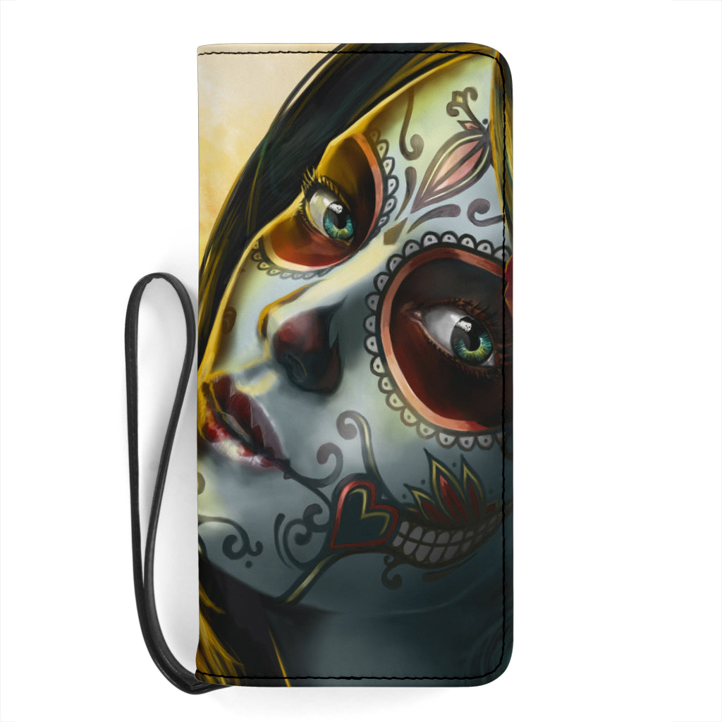 Sugar skull clutch wallet purse