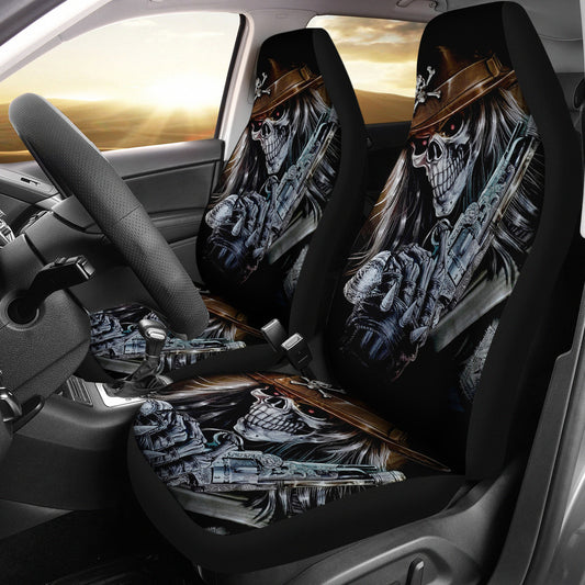 Set 2 pcs Gothic skull car seat covers