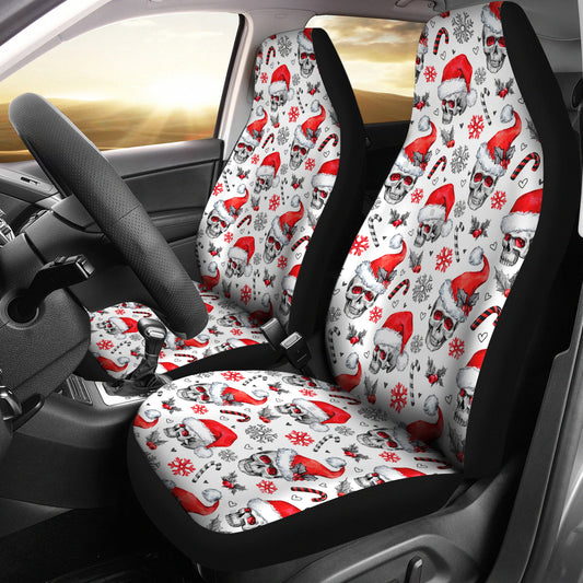 Set 2 pcs Merry Christmas Gothic skull car seat covers