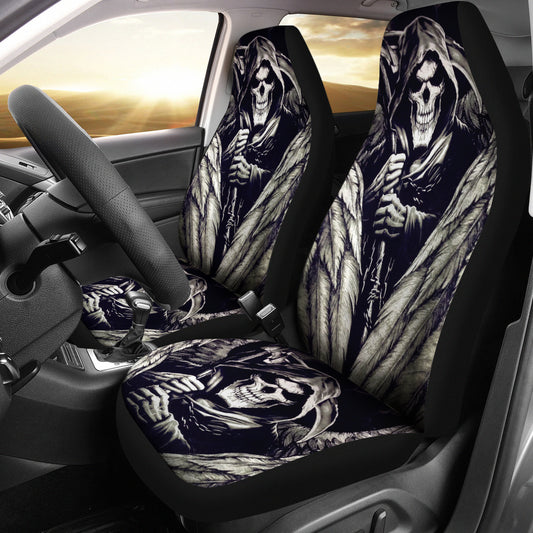 Set 2 pcs Gothic skull wings car seat covers