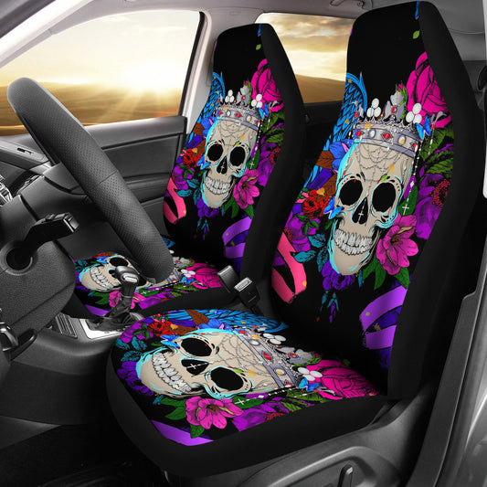 Set of 2 pcs skull car seat covers
