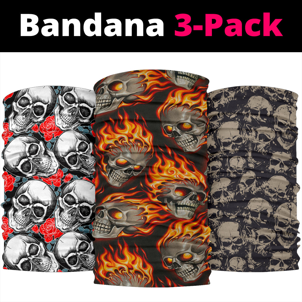 Set of 3 gothic awesome skull bandana