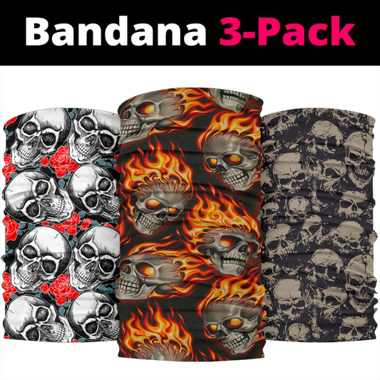 Set of 3 gothic awesome skull bandana