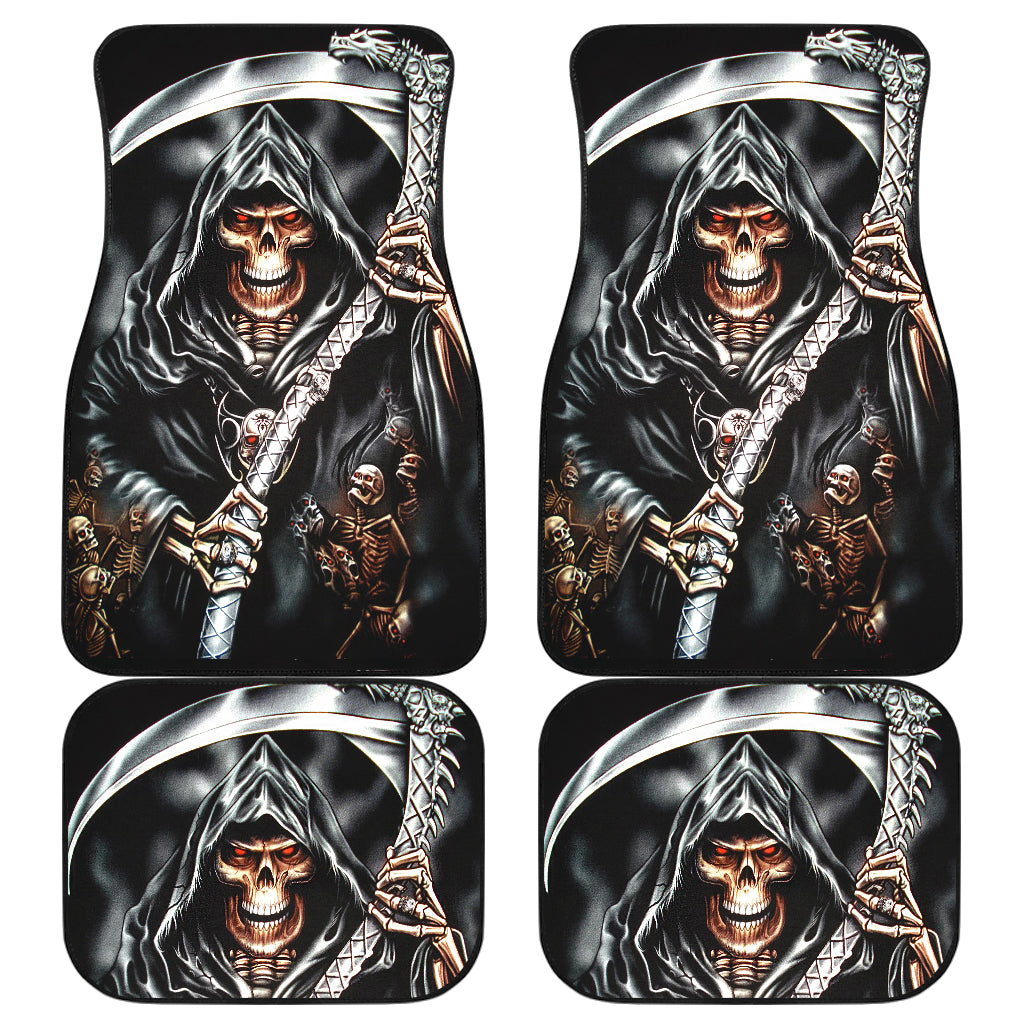 Set 4 pcs grim reaper skull car mats