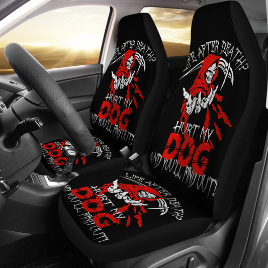 Set of 2 - Life after dead - skull grim reaper car seat covers